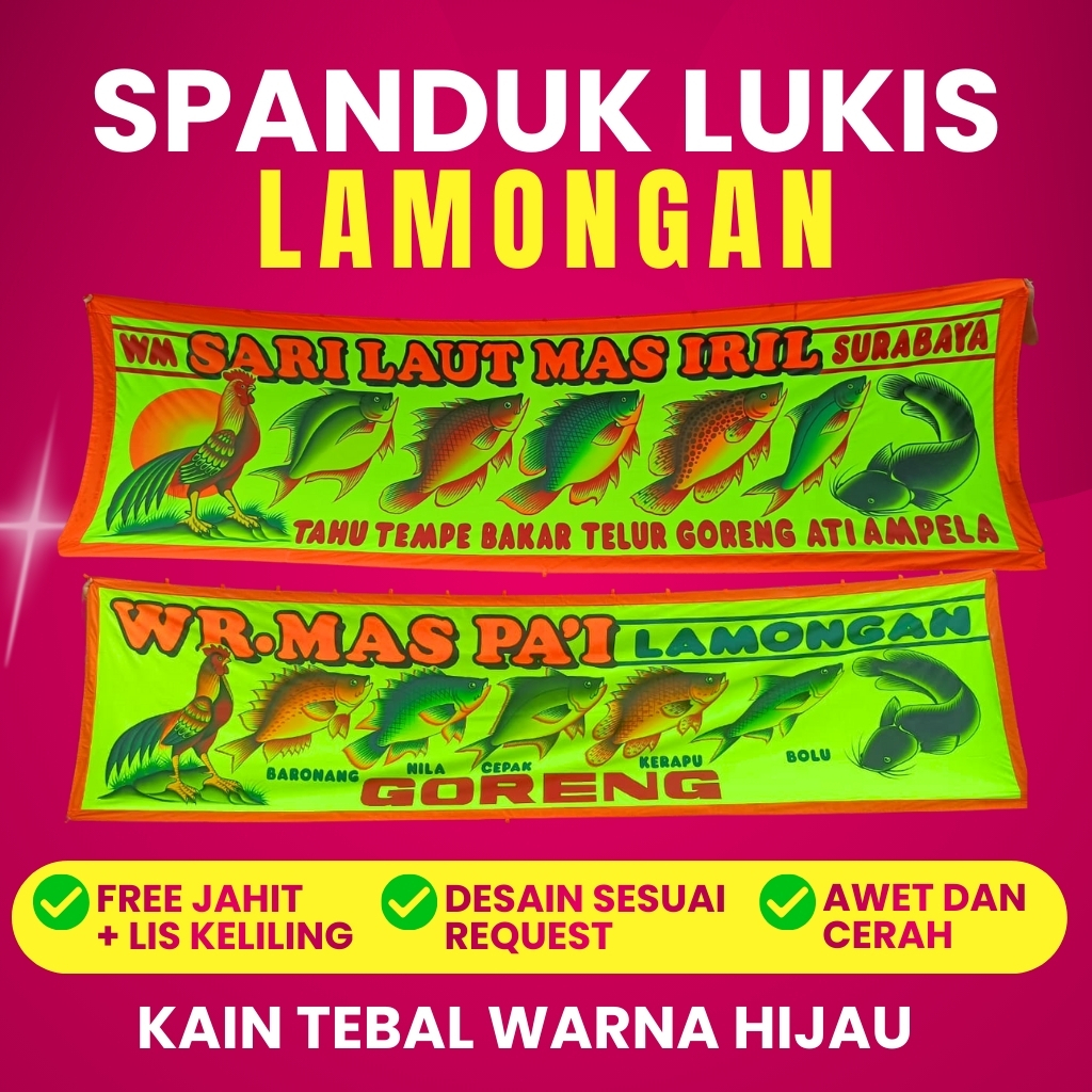 Spanduk Lukis Pecel Lele (1-5 meter) WARNA HIJAU | Nasi Goreng | Soto | Makanan Dan Minuman Lainnya 