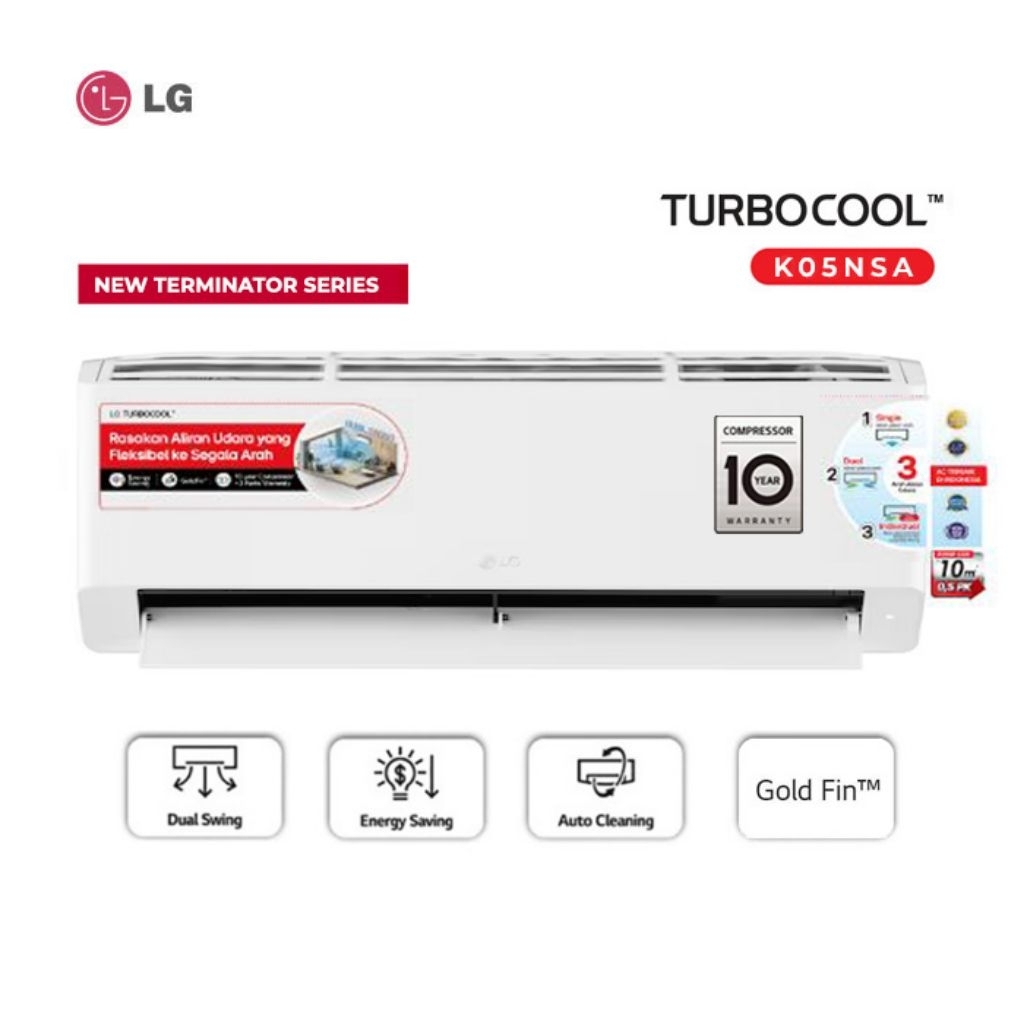 AC LG NEW TERMINATOR 1/2 PK - 2 PK LG Turbo Cool Low Watt Standard R32 Garansi Resmi