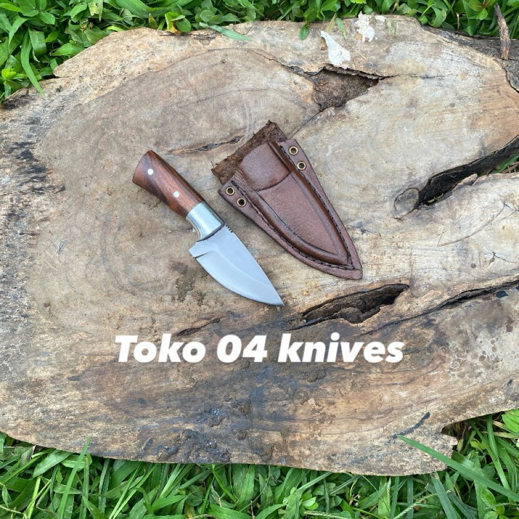 Pisau Skiner Neck Knife HSS Fulltang Sarung Full Kulit