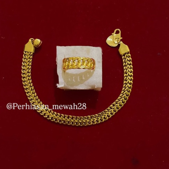 gelang tikar free cincin rantai mewah lapis emas