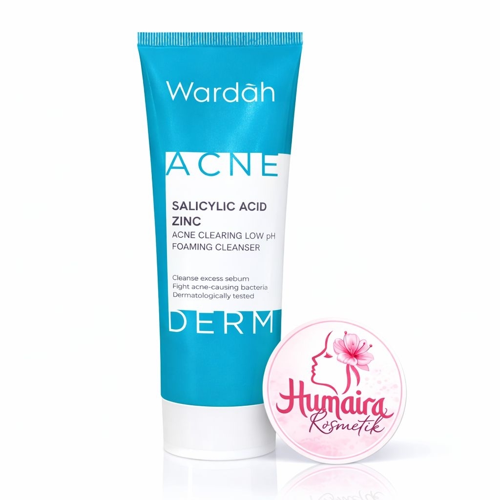 Sabun Muka Wardah Acnederm Salicylic Acid Zinc Acne Clearing Low pH Foaming Cleanser 50 ml