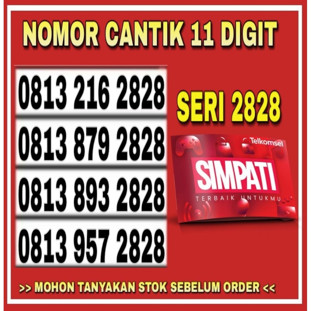 NOMOR CANTIK TELKOMSEL SIMPATI 11 DIGIT SERI 2828