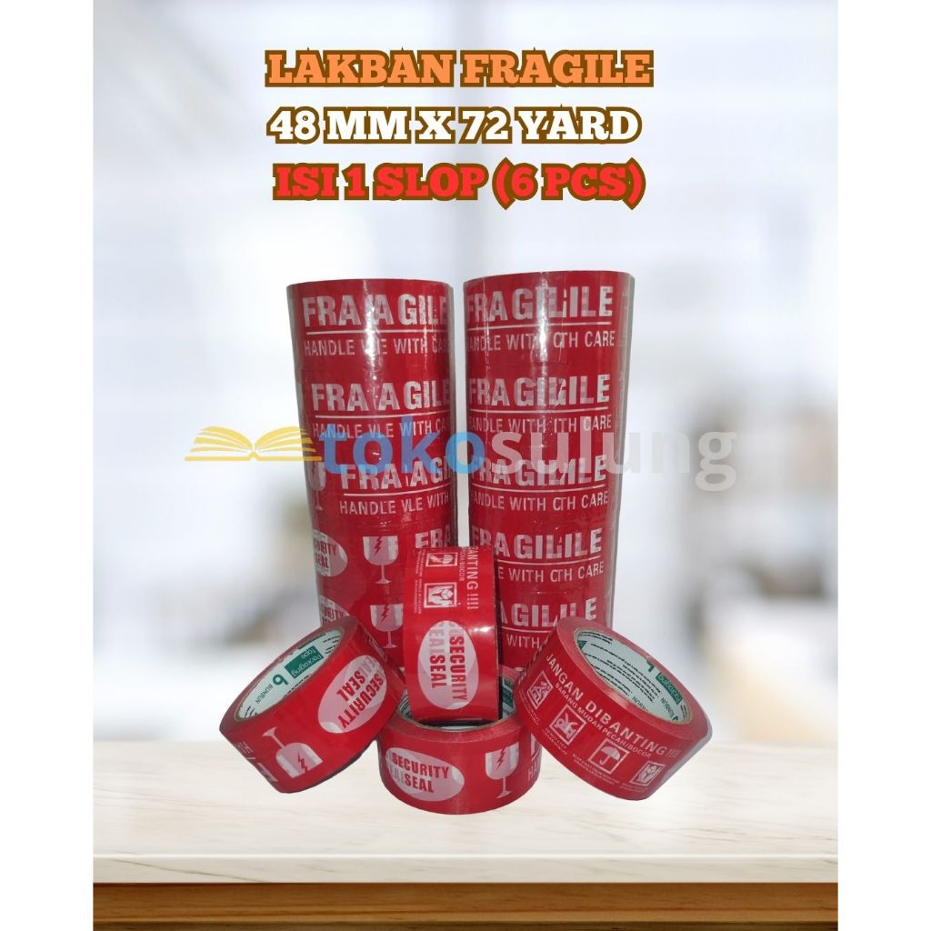 LAKBAN FRAGILE MERAH | LAKBAN MERAH FRAGILE | LAKBAN JANGAN DIBANTING MERAH | LAKBAN FRAGILE JANGAN 