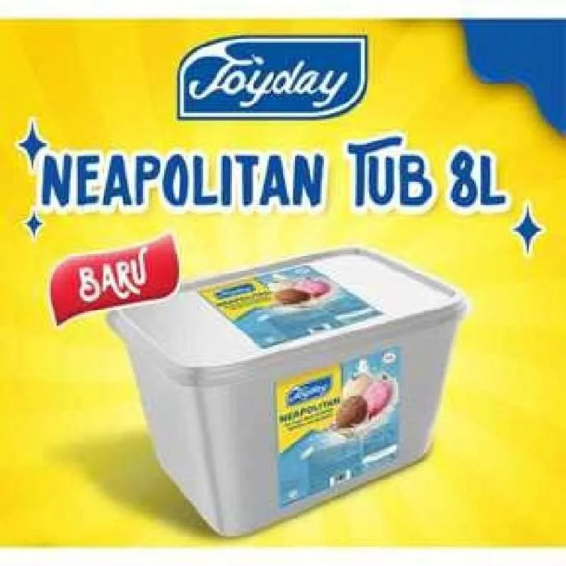 Joyday Ice Cream Bucket 8L - Es Krim Ember (Neapolitan 3 in 1 / Vanilla / Coklat / Strawberry)