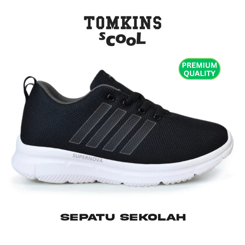 Sepatu tomkins scool edition wednesday sepatu sekolah cewek cowok hitam putih