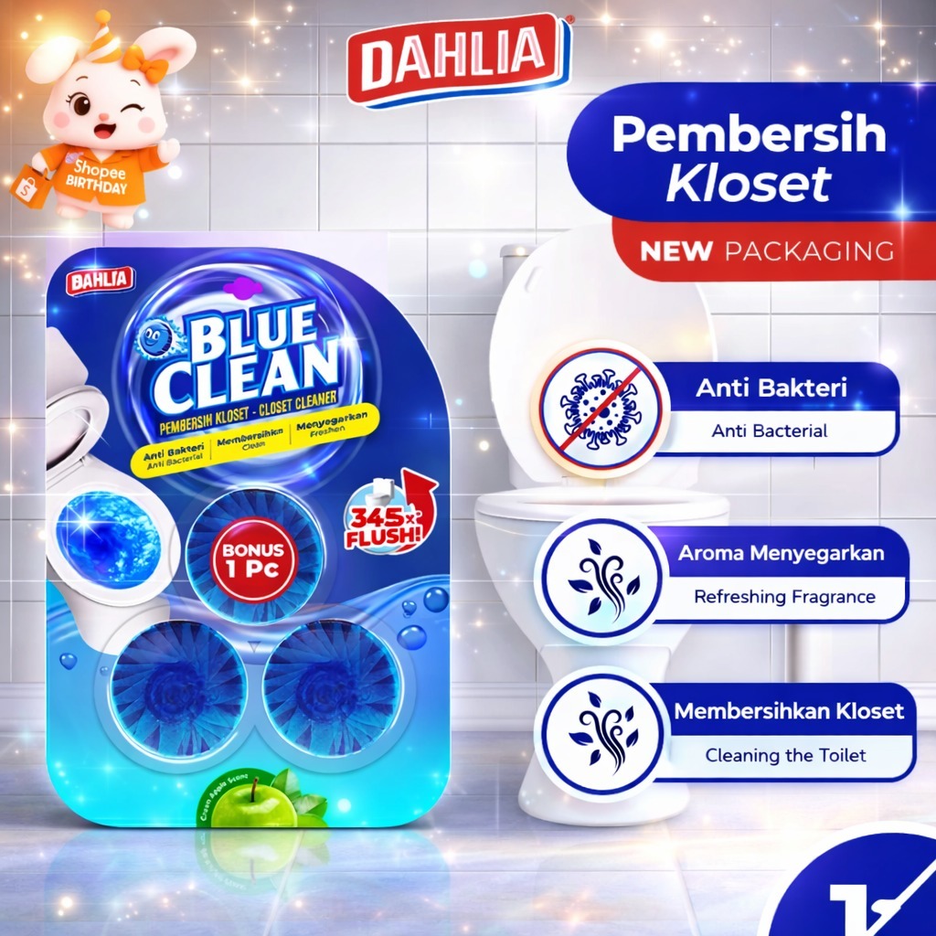 DAHLIA BLUE CLEAN PEMBERSIH KLOSET ISI 3 CLOSET CLEANER TOILET BALL CEGAH KERAK ANTI KUMAN HARUM PEN