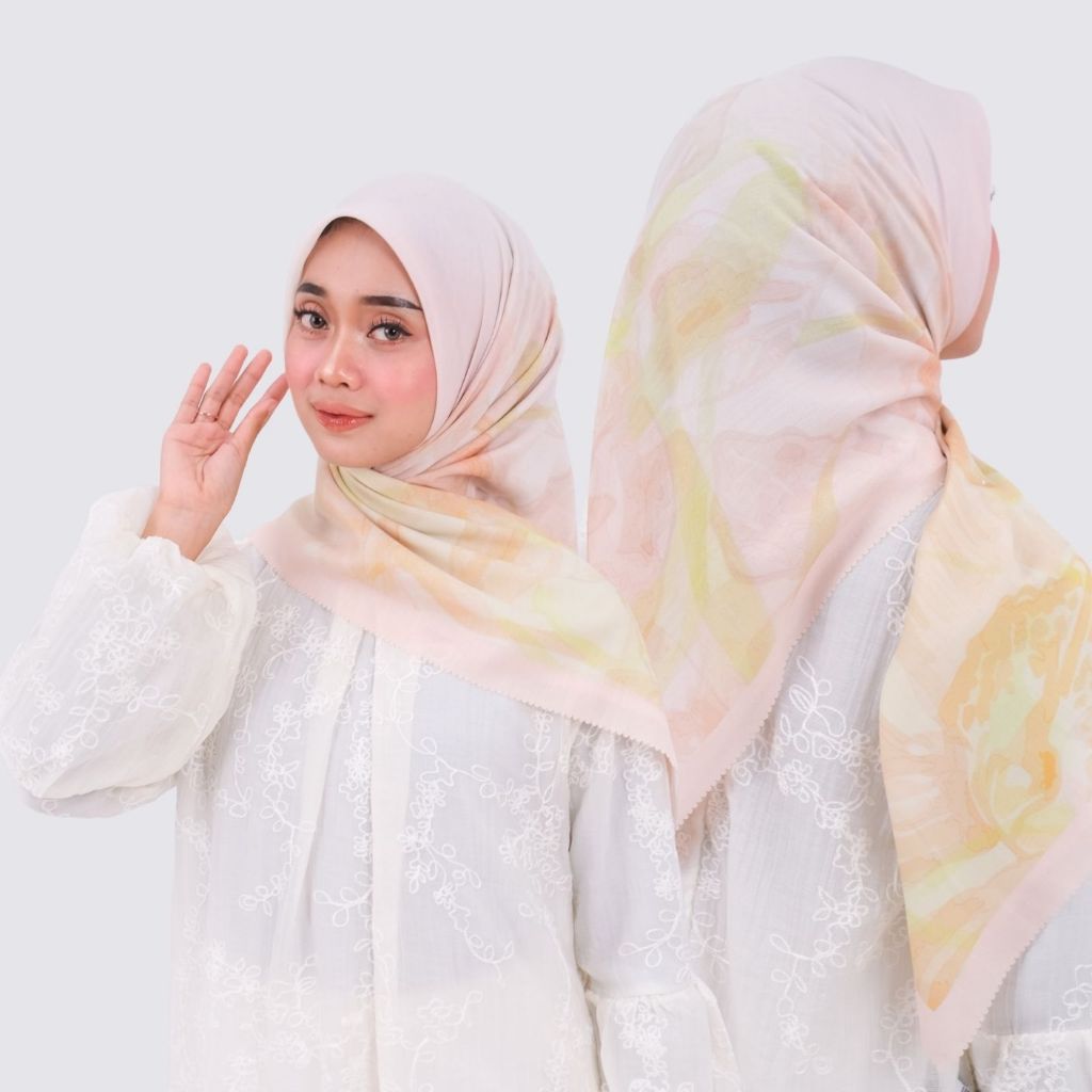 NAYLAREZA HIJAB Ruwa Bloom Series Jilbab Motif Eksklusif Kerudung Segi Empat Hijab Scarf bahan Voal 