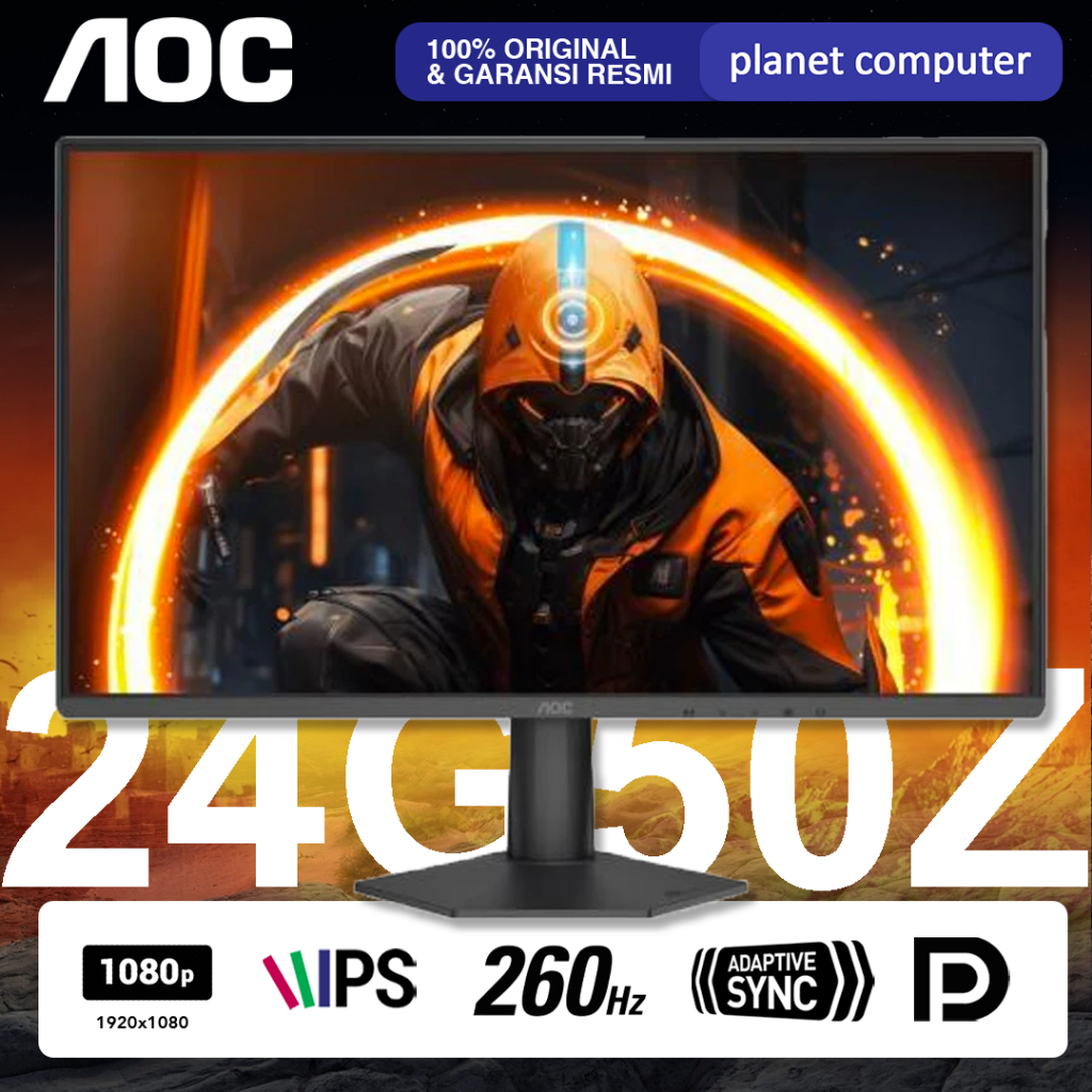 Monitor LED AOC 24G50Z 24" Fast IPS FHD 1080p 240Hz OC 260Hz 1ms HDMI 2.0x1 DP 1.4x1 107% sRGB Delta
