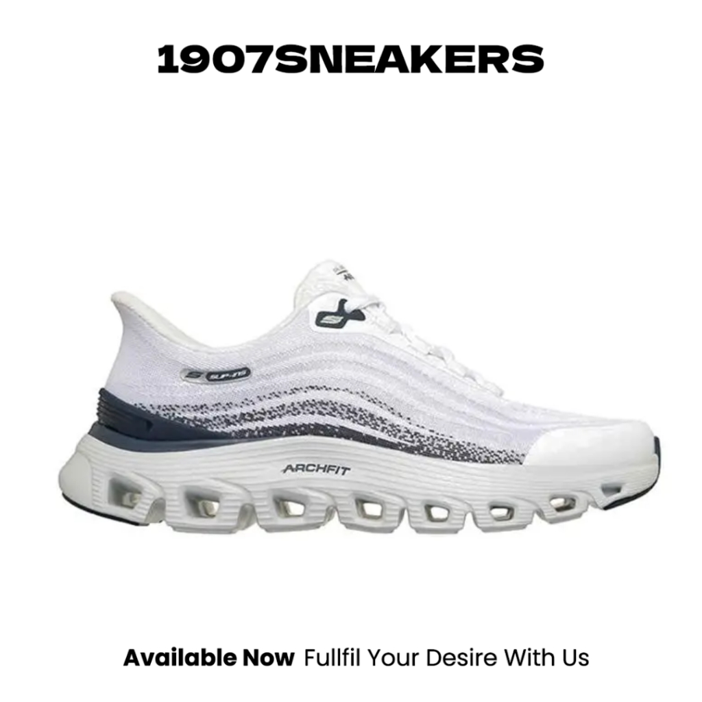 Sepatu Sneakers Pria Skechers Slip-Ins Arch Fit Glide-Step Wave Lifestyle  - White SKE233194WNV