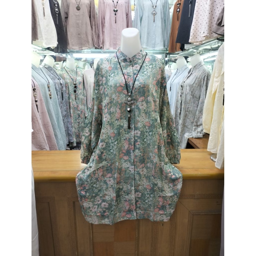 TUNIK JUMBO KATUN RAYON MOTIF BUNGA BUNGA T 214