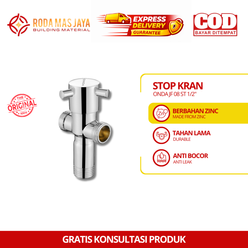 Stop Kran Tee Shower Onda JF 08 ST/Stop Kran Kloset - 2 Cabang Onda
