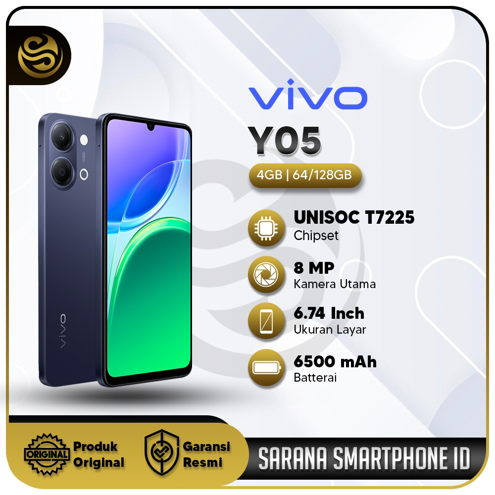 vivo Y05 RAM Besar Baterai Awet Kamera HD HP Android Murah Stylish Gaming Ringan