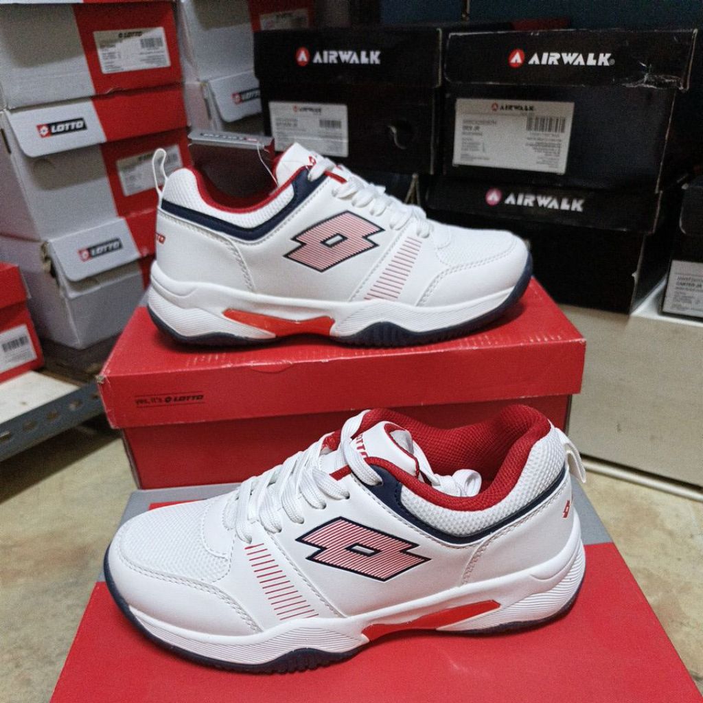 Sepatu Tenis/Padel/Badminton Anak Lotto Ellory White Original Resmi Sport Station