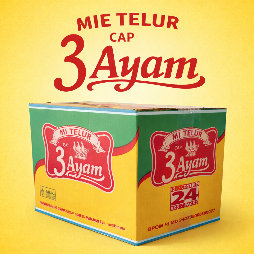 1 DUS ISI 24 BUNGKUS MI TELOR CAP 3 AYAM / MIE TELOR CAP 3 AYAM