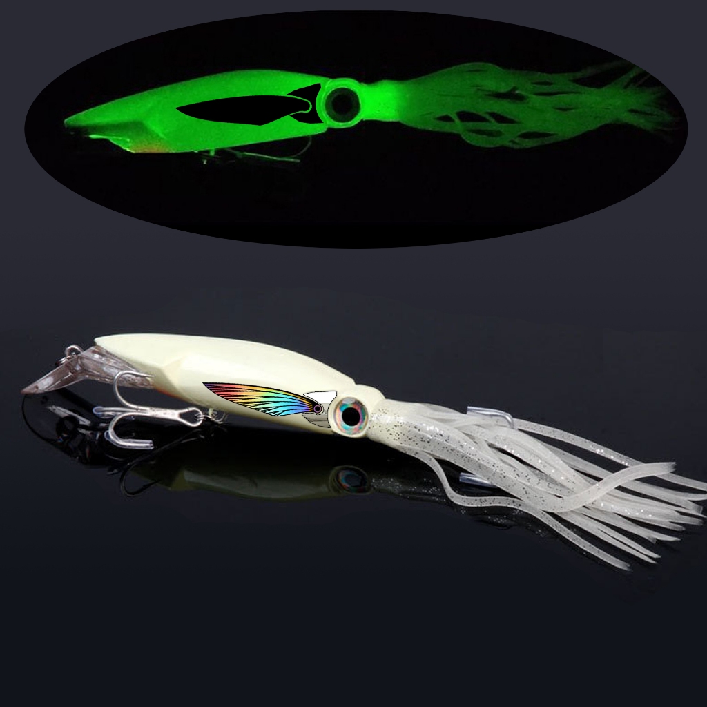 Minnow Cumi 22cm 40g GID Umpan Pancing Casting Trolling Menyala dalam gelap