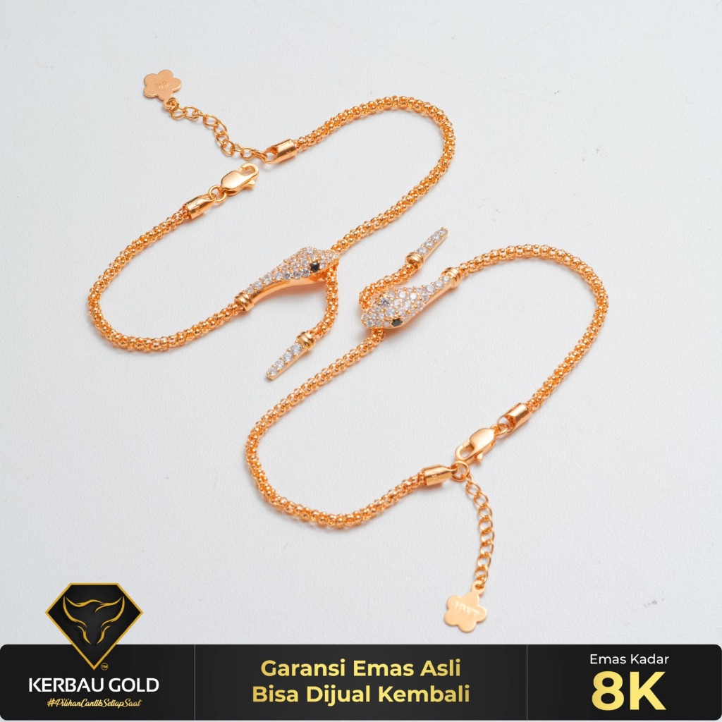 [Kerbau Gold] Gelang Emas Ular 8k - Emas Asli 100%