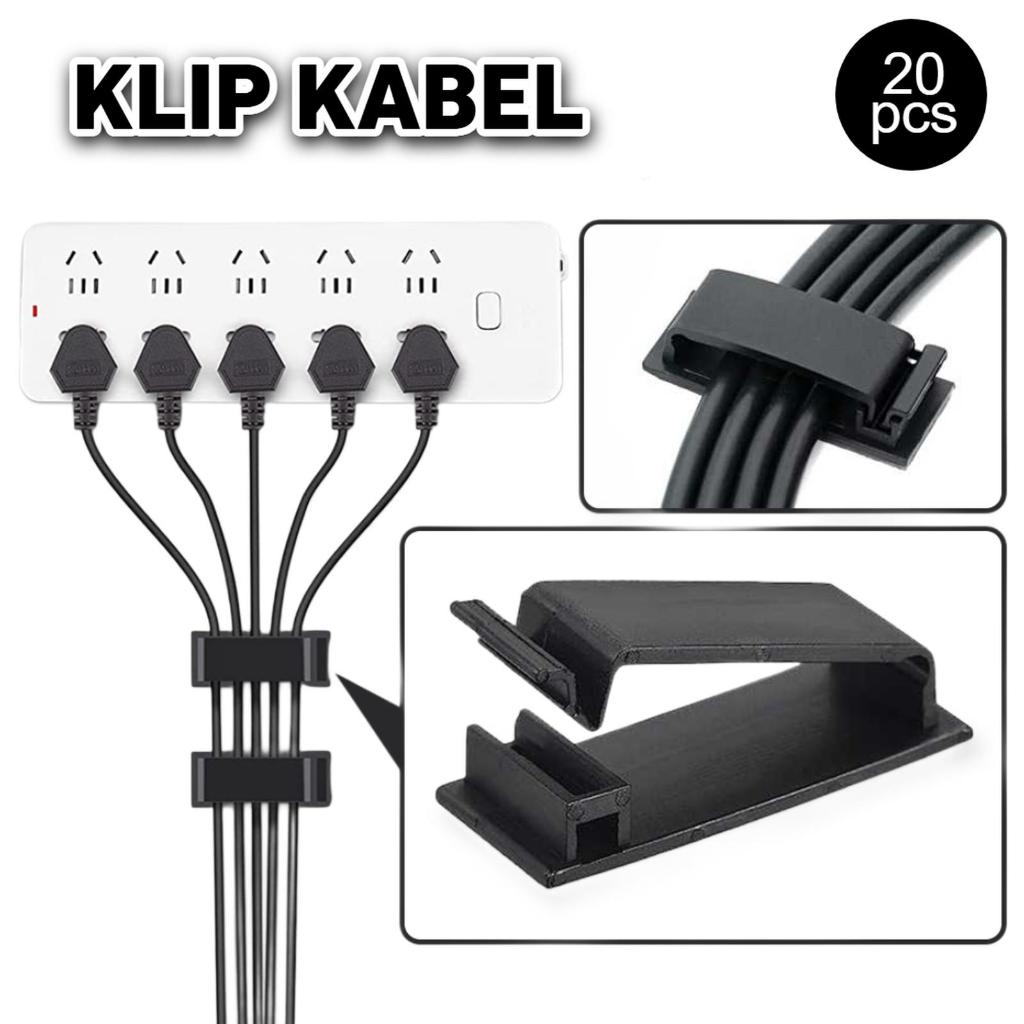 Penjepit Perekat Kabel Klip Tempel Klem Tembok Dinding 20 Buah