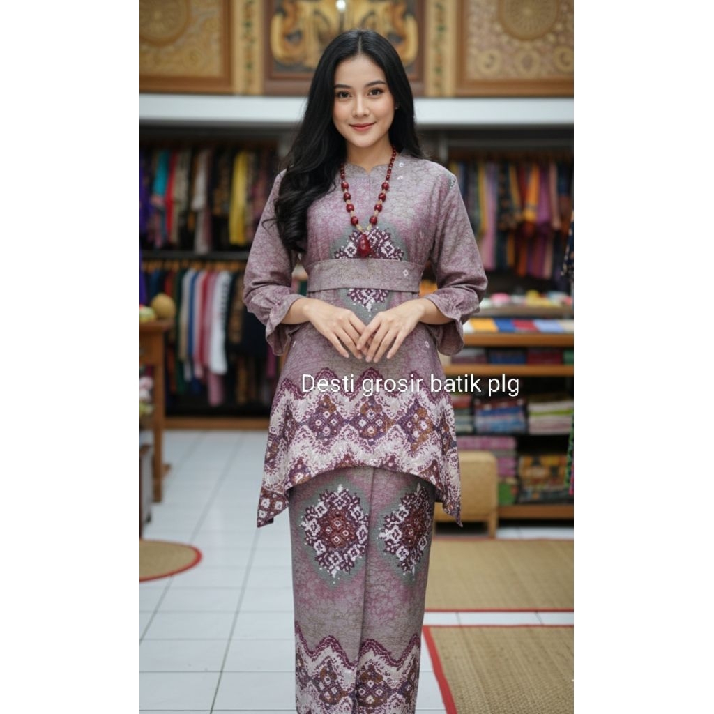 setelan rok dan kemeja jumputan