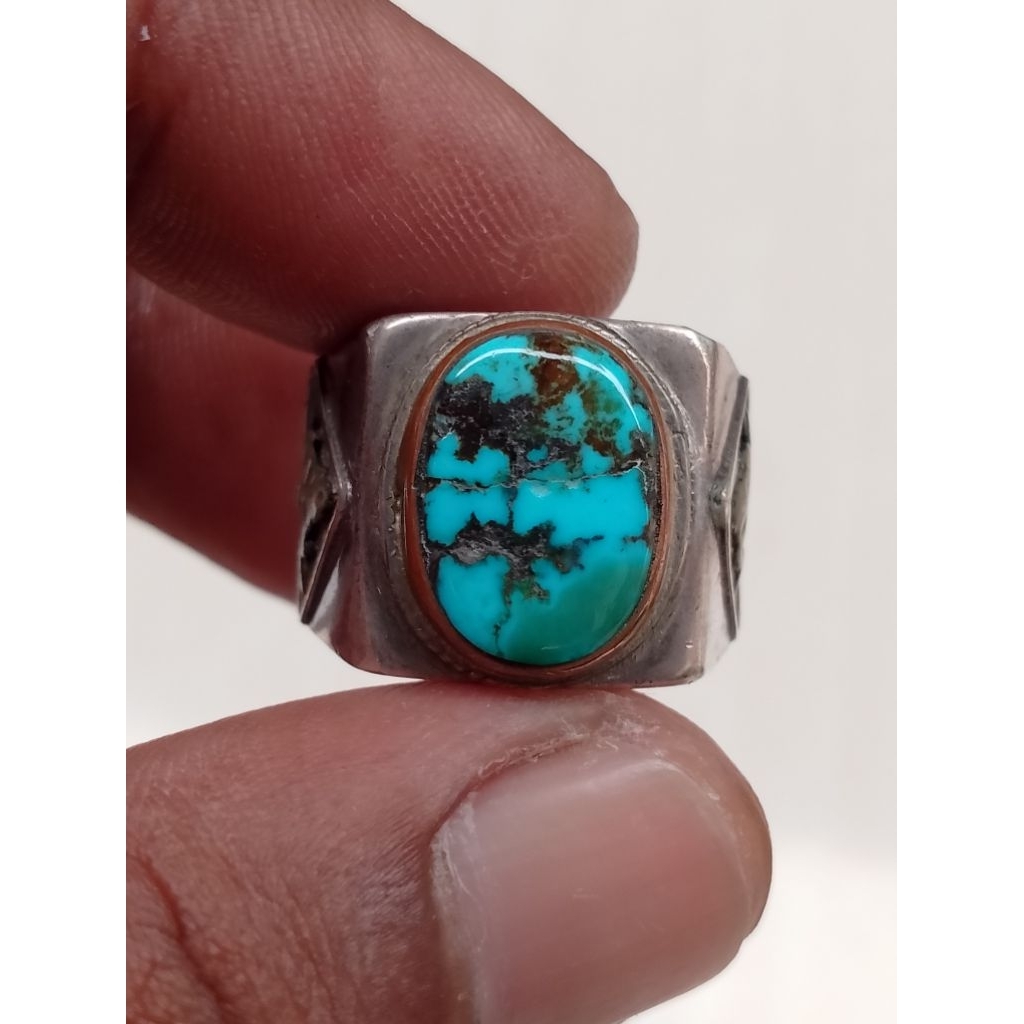 Batu Akik Pirus Persia 10 ( Lawasan ) Ring Perak