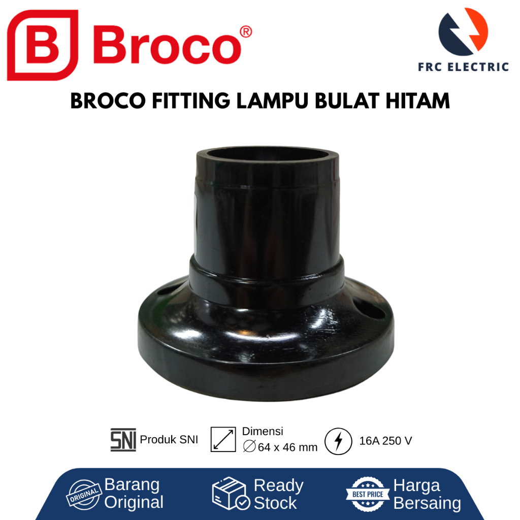 Fitting Plafon Bulat - Fitting Broco - Fitting Plafon - Fitting Hitam - Fitting Plafon Broco Bulat H