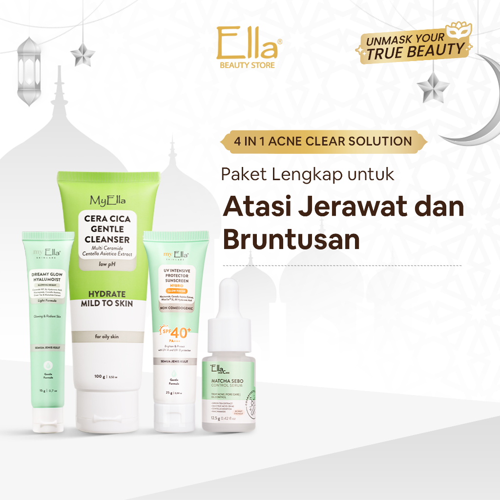 Ella Skincare 4in1 Acne Clear Solution - Paket Lengkap Hempas Jerawat dan Bruntusan
