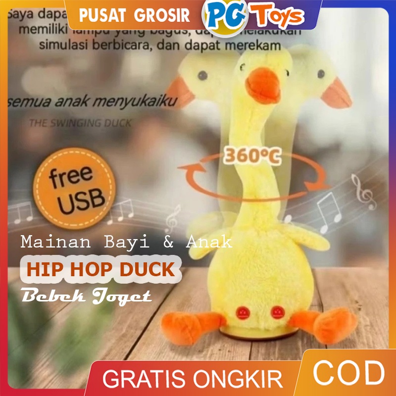 PGTOYS Mainan Lucu Boneka Hip Hop Duck Dancing Bebek Joget Musik Goyang Bisa Rekam Suara Ikut Bicara