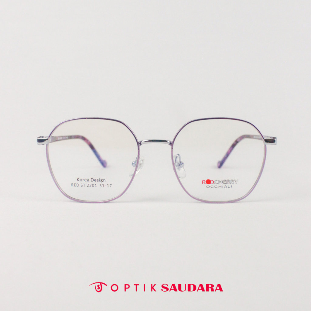 Optik Saudara - Frame Red Cherry - Kacamata Korea Bulat F RED ST2201 C5 51