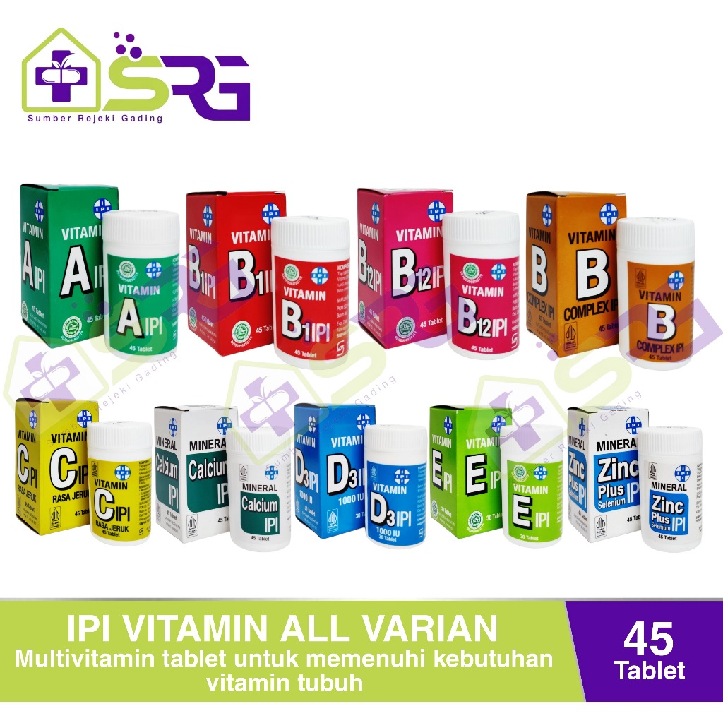 Vitamin IPI All Varian D3 1000/B Complex/ C / B1 / B12 / A / E /D3+K2/Zinc Plus/Calcium/Magnesium