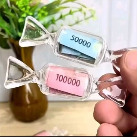 5pcs amplop lebaran akrilik unik motif permen transparan