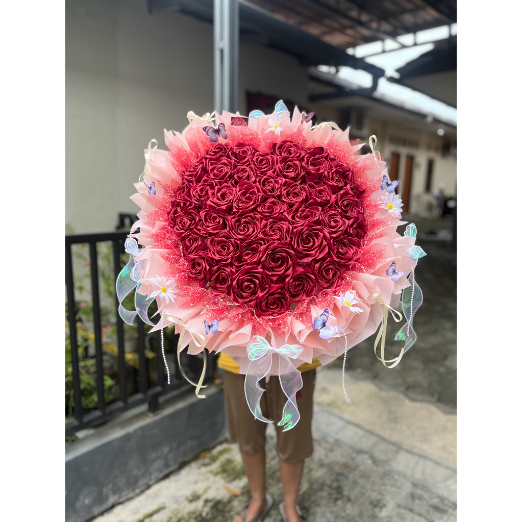 buket bunga satin/buket bunga satin premium/buket bunga satin jumbo premium