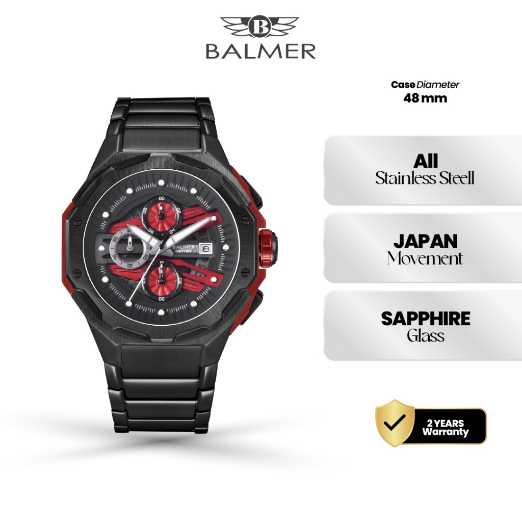 Jam Tangan Pria Balmer 8818 Stainless Steel Kaca Sapphire