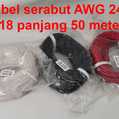 Kabel listrik Serabut AWG 24 ( 2 x 18 ) panjang 50 mtr per roll