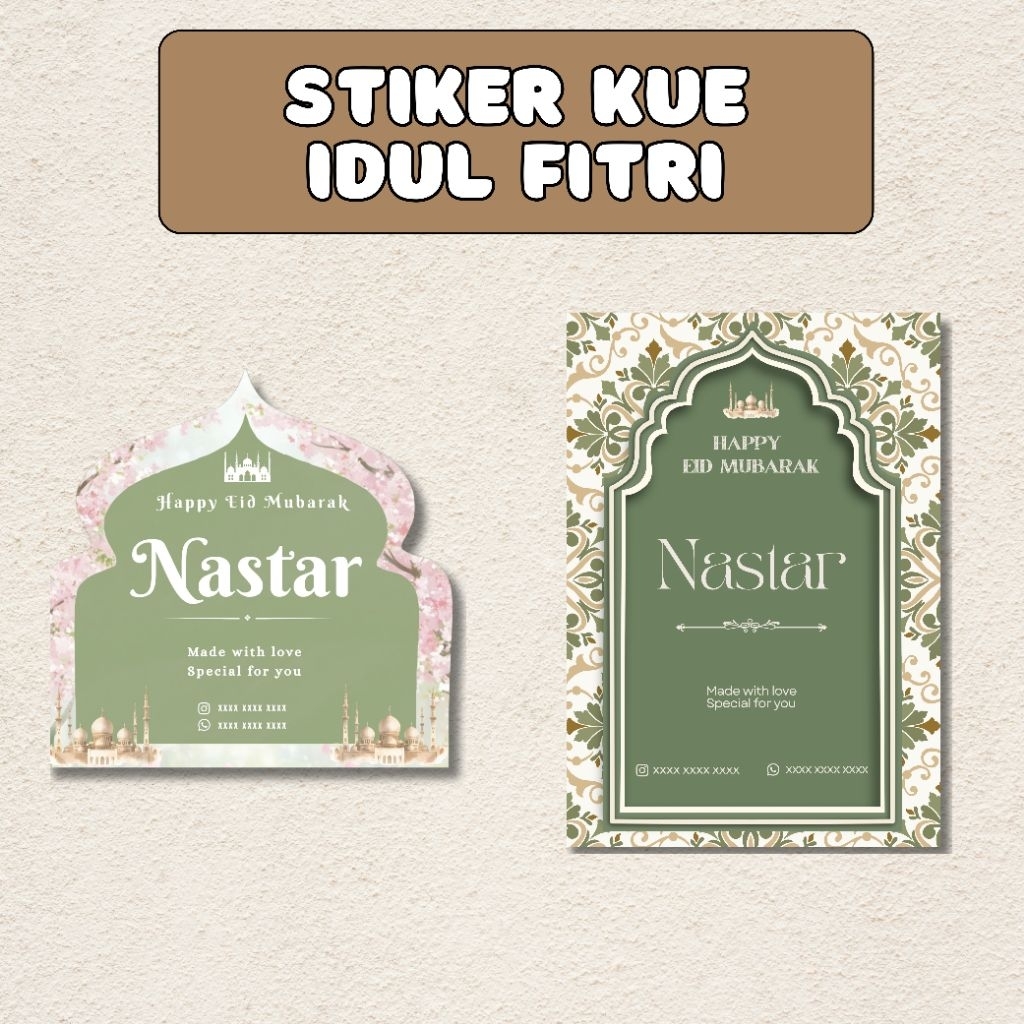Stiker Toples Kue Kering Idul Fitri / Lebaran Label Kue Nama Toko Custom