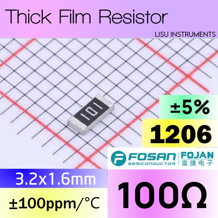 100R 1206 ±5% SMD Thick Film Resistor 100R 101 FRS1206J101 TS FOJAN