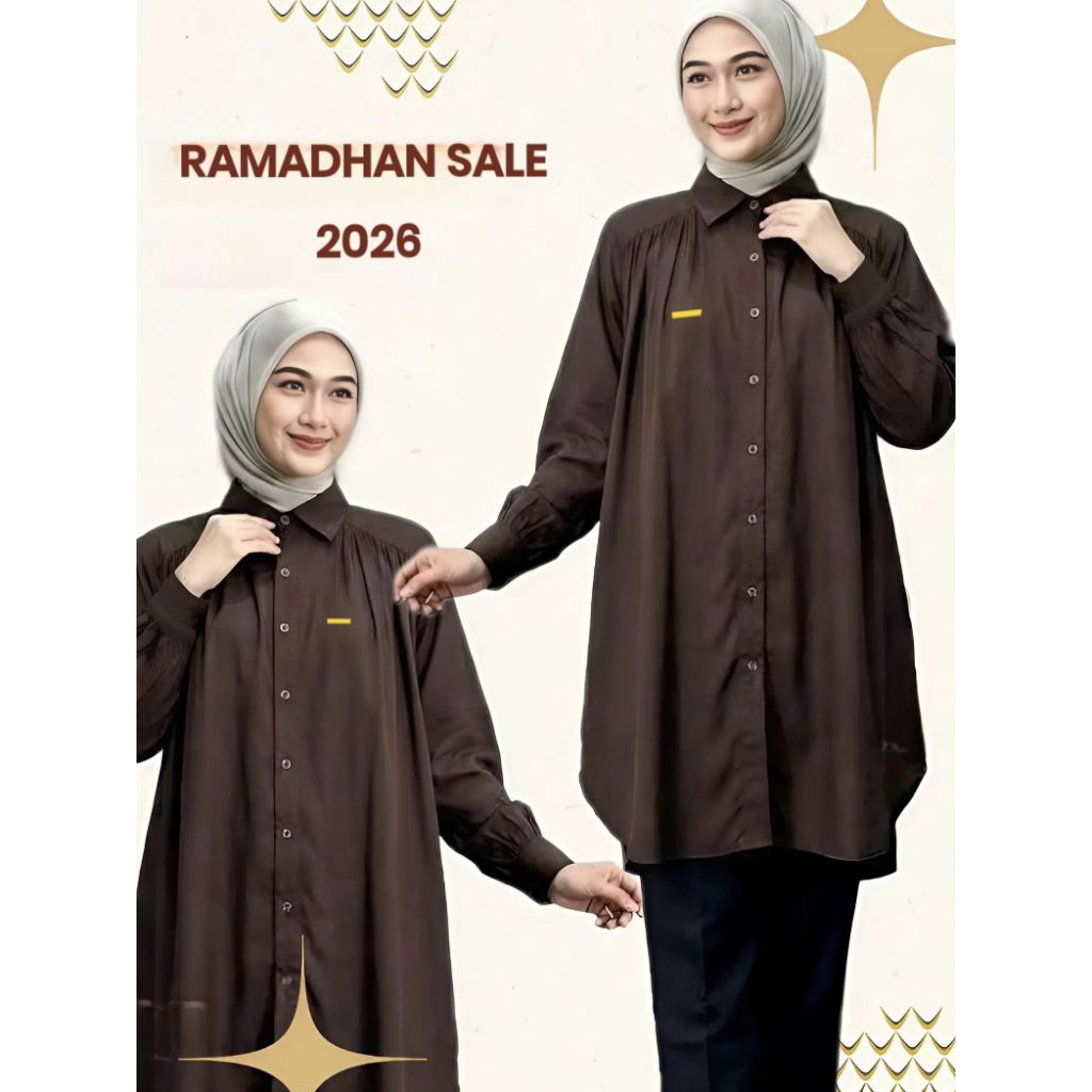 Zulfa Tunik wanita polo linen - LINEN PREMIUM