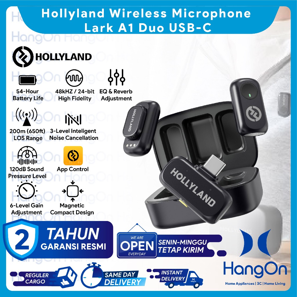 Hollyland Lark A1 Duo USB-C Wireless Microphone for Smartphone Android / iPhone / iPad / Action Came