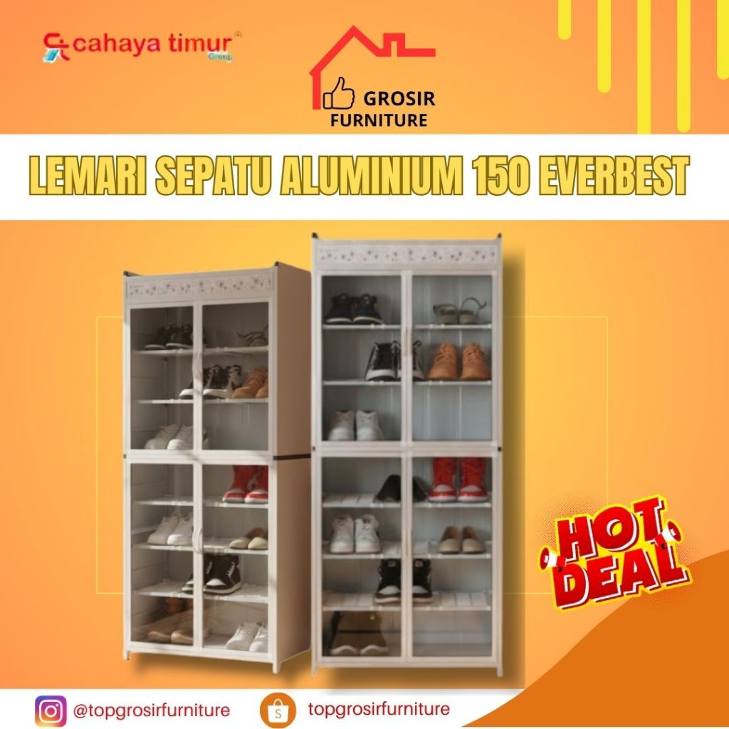 LEMARI SEPATU ALUMINIUM 120 & 160 - RAK SEPATU ALUMINIUM SUPER