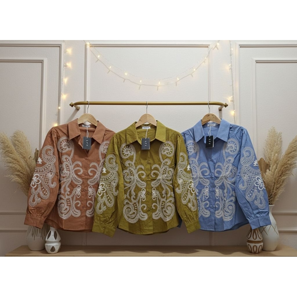 kemeja wanita motif bordir