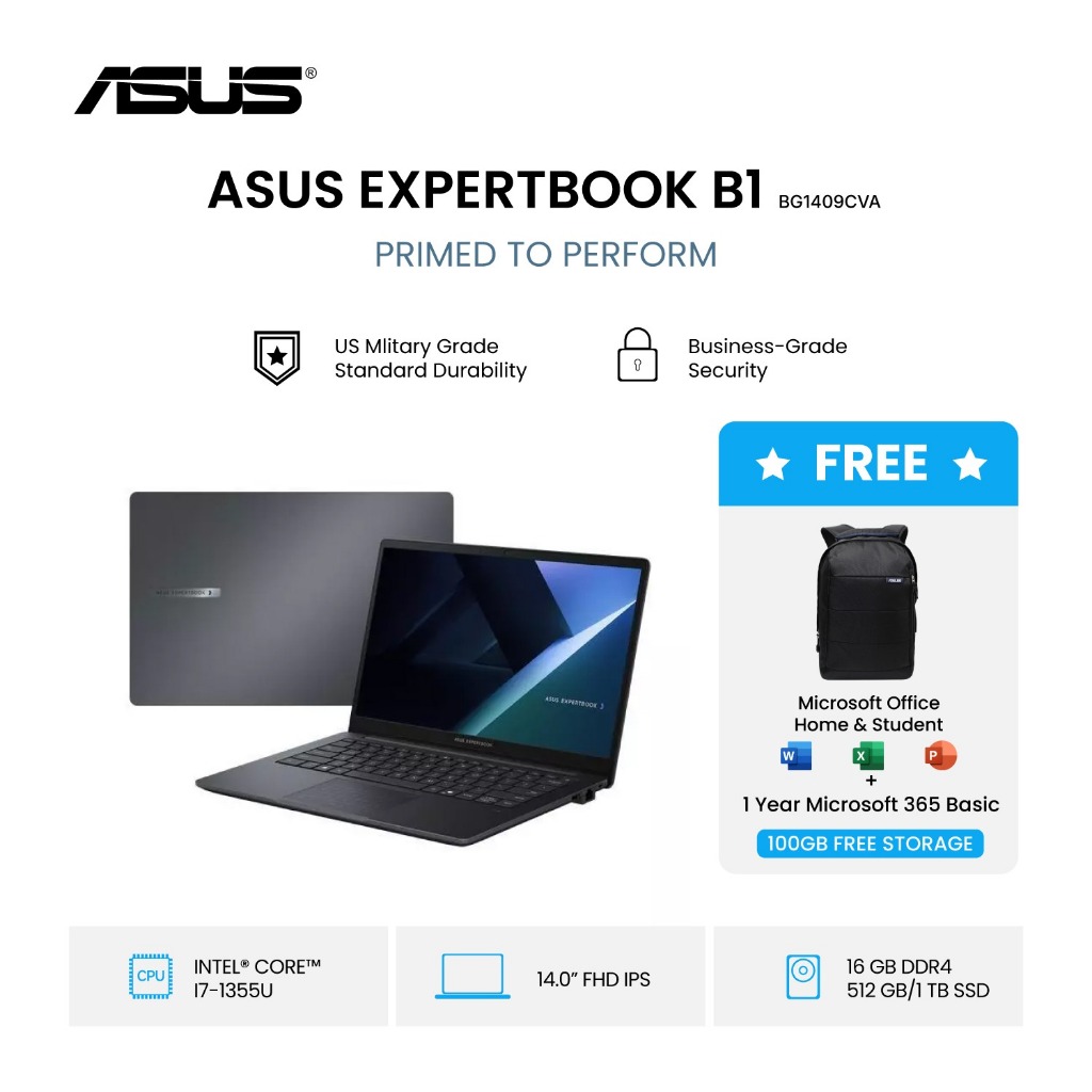 ASUS EXPERTBOOK BG1409CVA-S67110W [Intel Core I7 1355U / Intel Graphics / 16GB / 512GB / 14inch FHD 