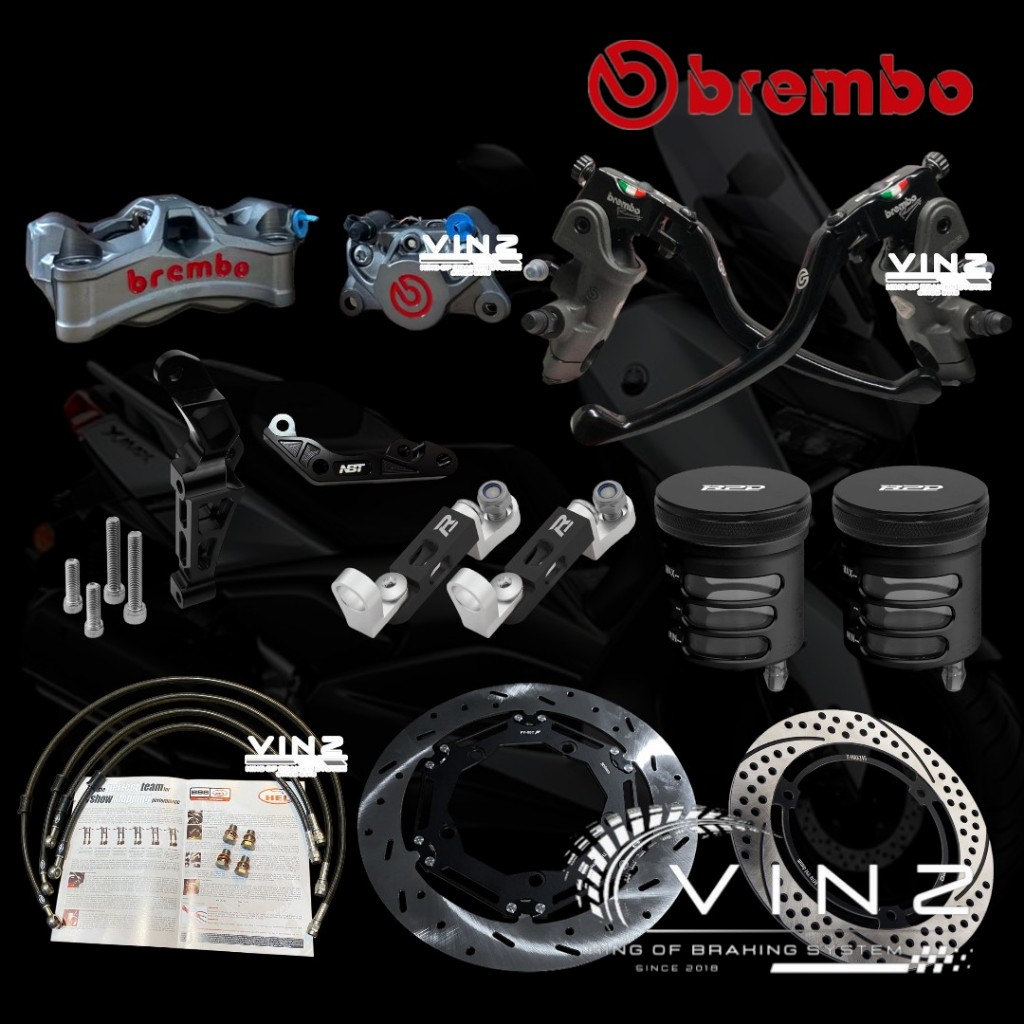 Paket Pengereman Brembo Yamaha Xmax / Kaliper Brembo Stylema Xmax P-100 Set P2 Brembo Set Bracket //