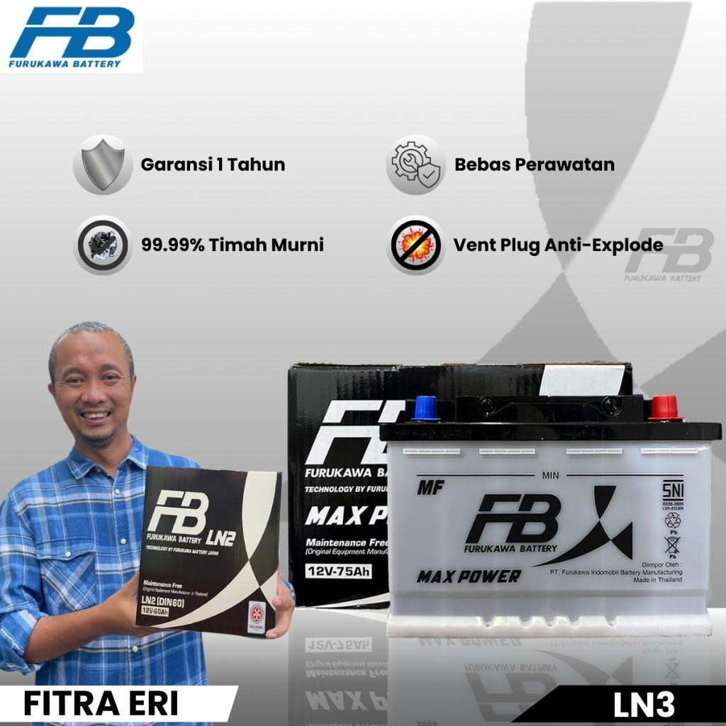 Furukawa Battery / FB Aki Mobil Mercedes Benz Tiger 280 DIN 75 / LN3 12V / 75Ah - Aki Kering