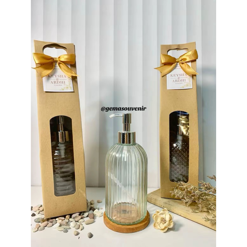 SOUVENIR BOTOL SABUN KACA CUSTOM / SOUVENIR BOTOL SABUN KRISTAL PUMP / SOUVENIR PERNIKAHAN / SOUVENI