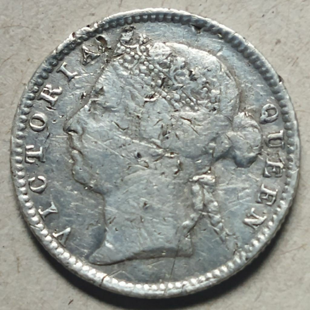 Koin perak Straits settlements 10 cents 1896 Victoria