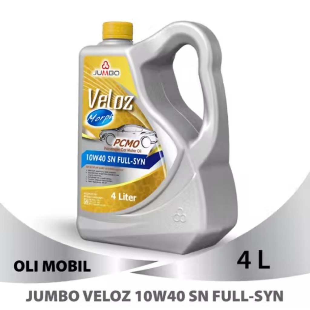 JUMBO VELOZ PCMO 10W40 4L/OLI MESIN 10W 40/10W40 Api SN Bensin Full Synthetic 4L/4 L