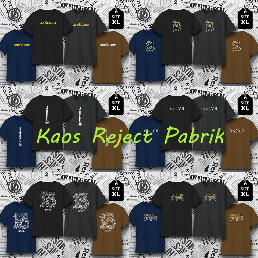 kaos reject pabrik oblong distro pria dewasa ukuran  XL banyak motif