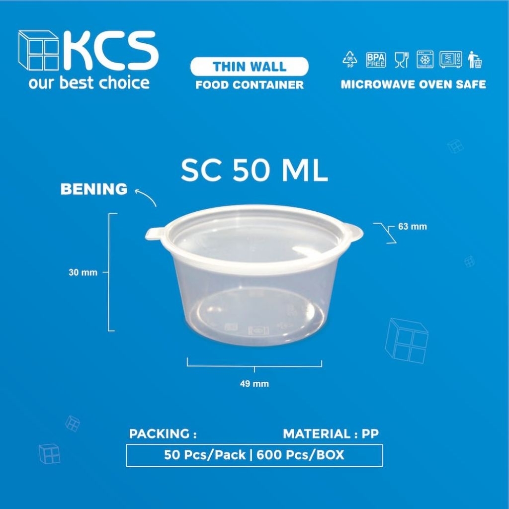 ( ISI 50 BIJI ) Thinwall cup 50 ml KCS / cup saos / cup sambal / wadah sambal