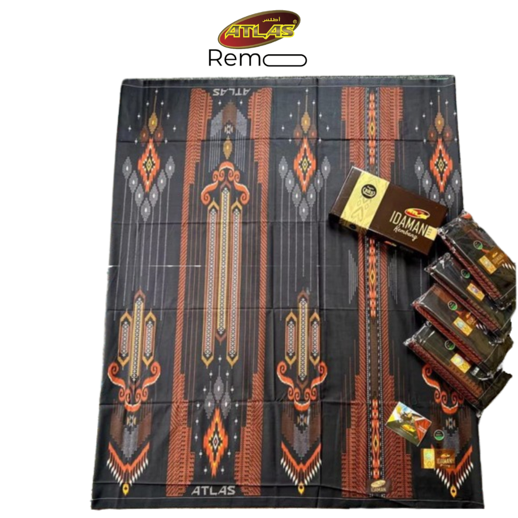 Atlas Idaman 555 Harmoni Kembang Motif BHS GSB SIF JLA Multiwarna Hitam Sarung Muslim Pria dewasa
