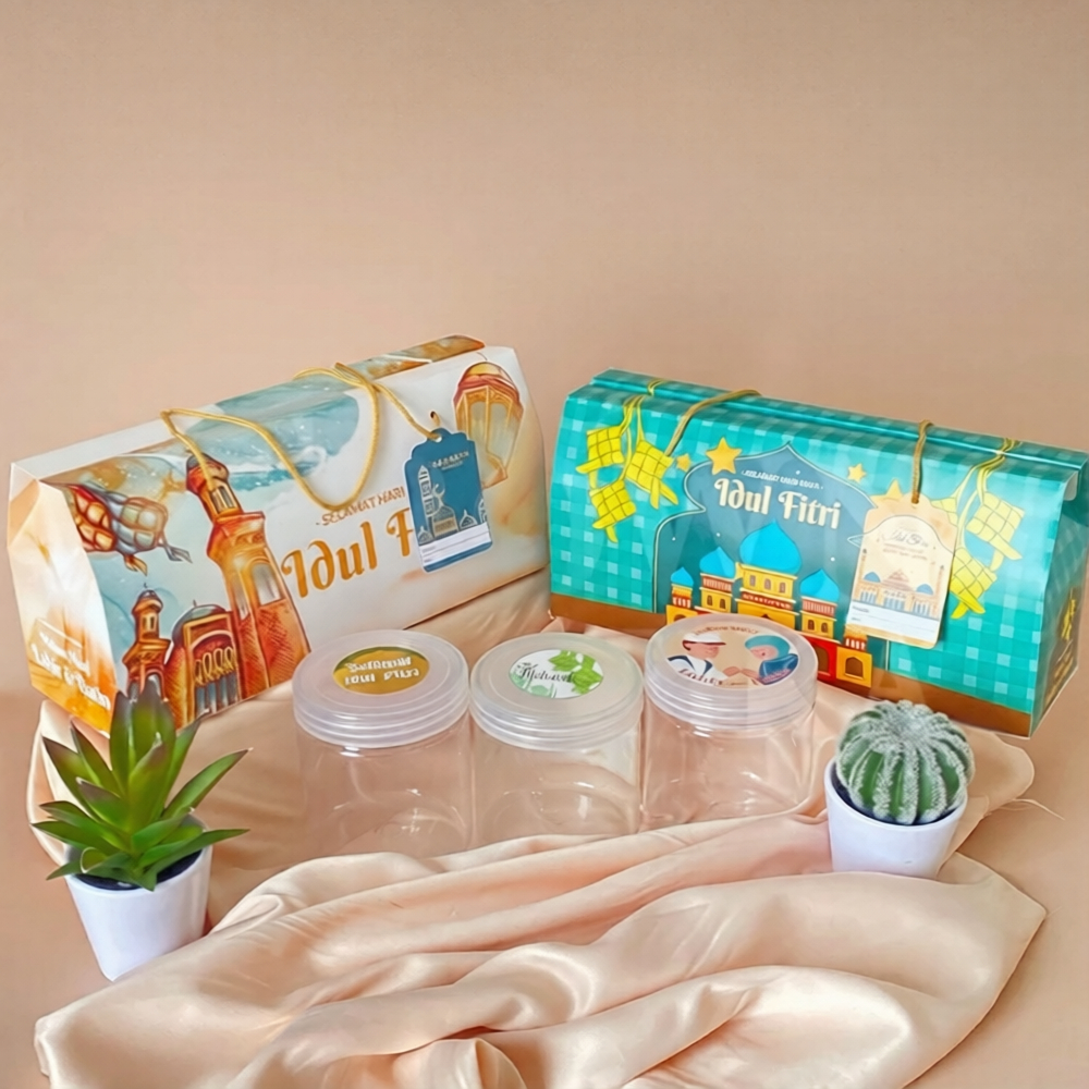 [FREE HANGTAG] BOX HAMPERS LEBARAN MUAT 3 TOPLES 600ML BOX KUE KERING LEBARAN DUS HAMPERS IDUL FITRI