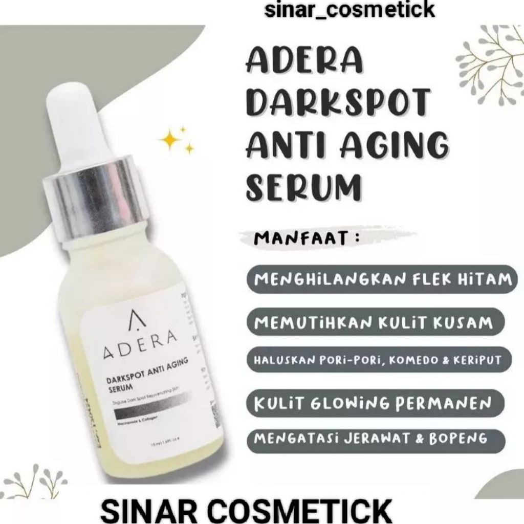 ADERA DARKSPOT SERUM ANTI AGING FLEK HITAM & KERUTAN - PENGHILANG BOPENG JERAWAT & BEKAS JERAWAT ( A