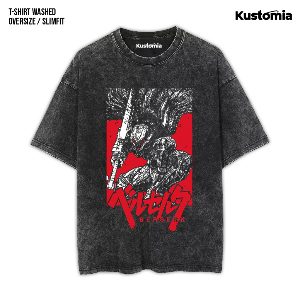 KUSTOMIA Kaos BERSERK Washed T-shirt Black White | BERSERK-14